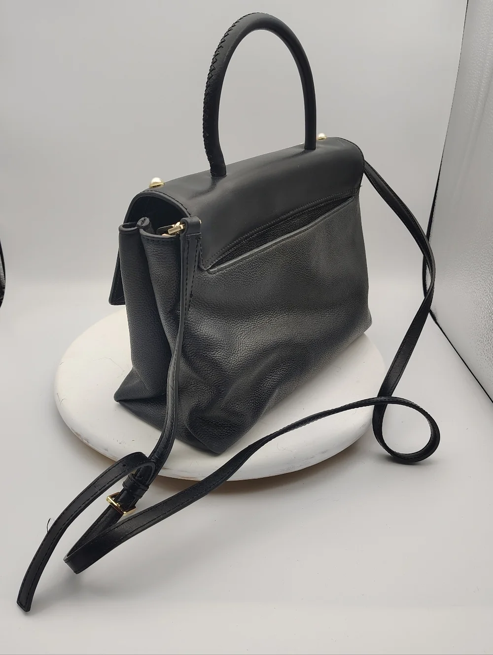 Kate Spade Pearl-Stud Embellished Leather Shoulder/Crossbody Bag In Black